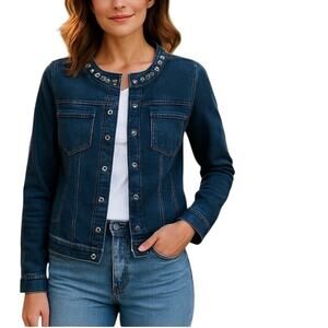 Laura Jewel Bead Embellished Denim Jacket Size 18